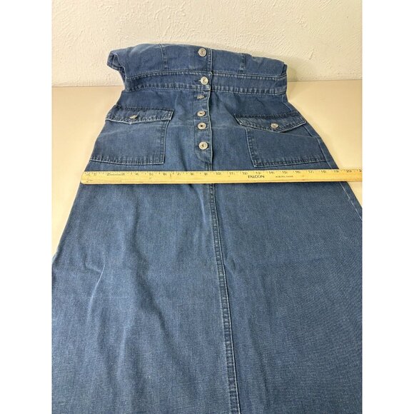 VTG Neways Sz 38 (8) Maxi Button Comfy Dark Denim Dress Sleeveless Collared NWT - Picture 5 of 10